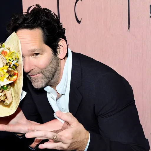 Prompt: paul rudd, eating tacos, award winning photo, tabloid, 8 k, trending