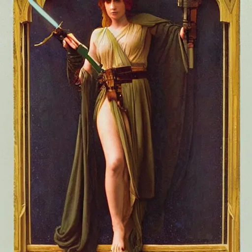 Prompt: a pre - raphaelite jedi knight from star wars painted by john william godward