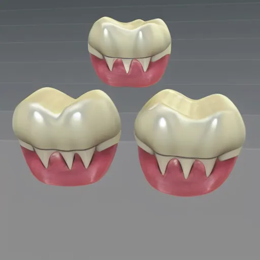 Image similar to poorly rendered 3 d set of teeth