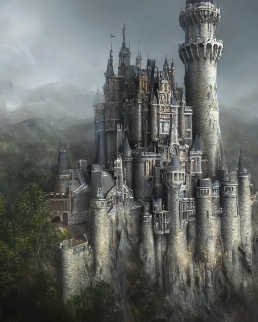 beautiful concept art of a high fantasy castle by alan, Stable Diffusion