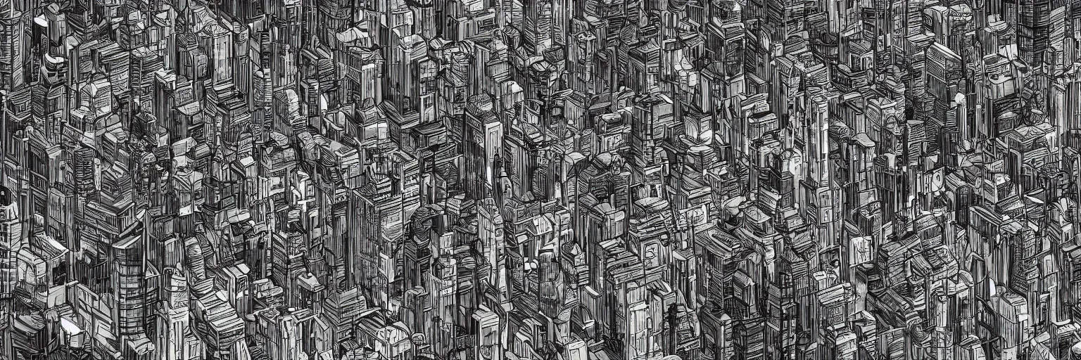 Image similar to high detail digital art of a huge bustling city