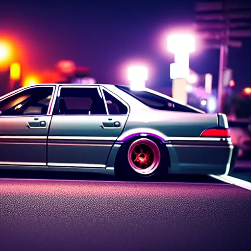 Image similar to a car JZX100 at illegal car meet, Saitama prefecture, city sunset mist streetlights, cinematic color, photorealistic, highly detailed, 200MM