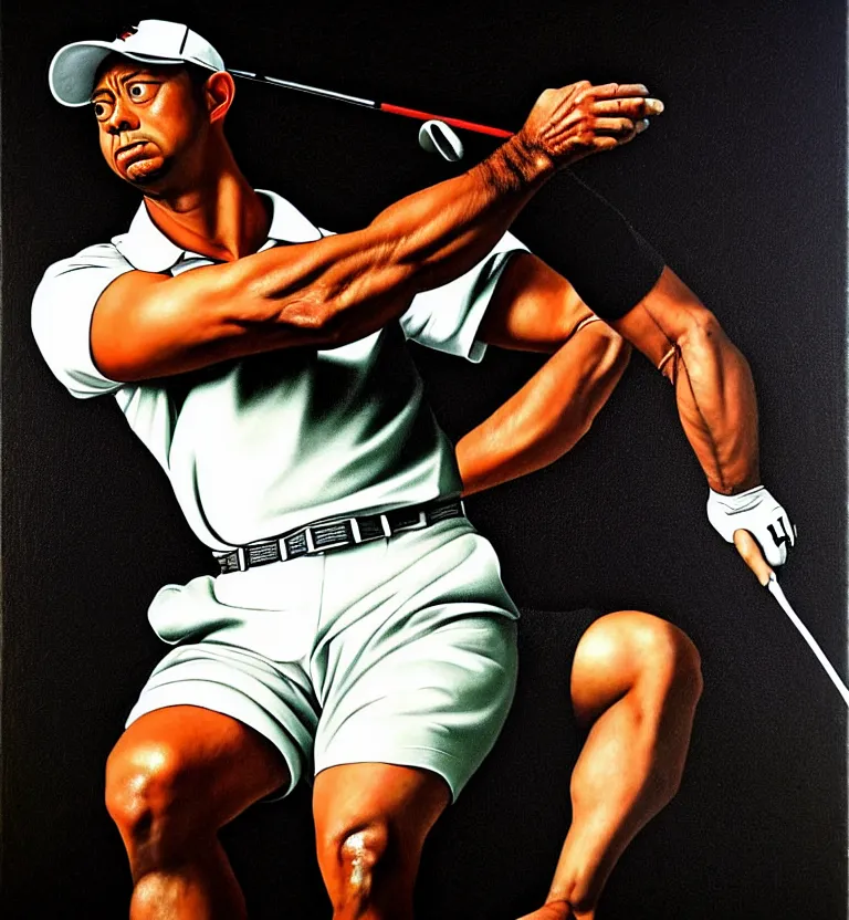 Prompt: tiger woods by caravaggio.