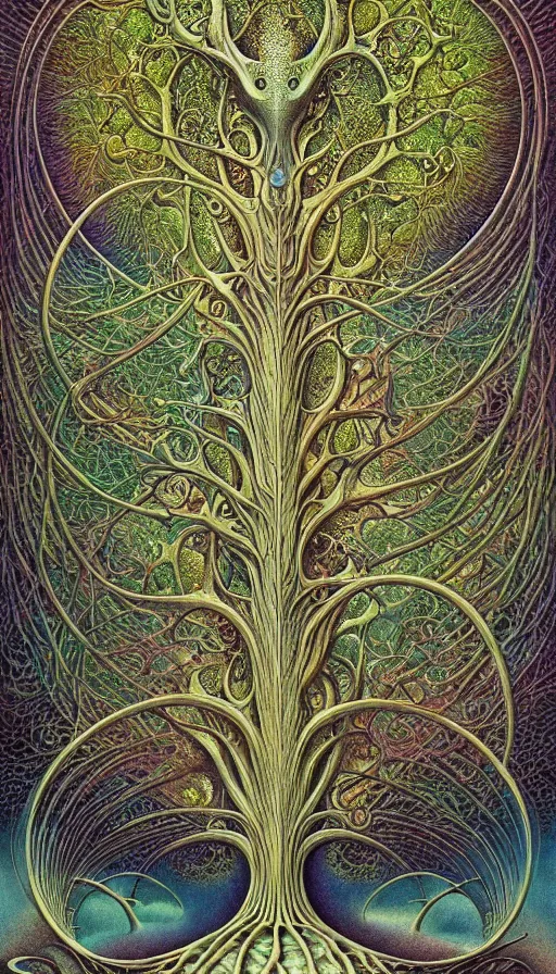 Image similar to tree of life by roger dean and andrew ferez, art forms of nature by ernst haeckel, divine chaos engine, symbolist, visionary, art nouveau, botanical fractal structures, organic, detailed, realistic, surreality