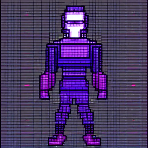 Image similar to cyberpunk character, pixel art, full body