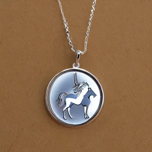 Image similar to a lovely silver unicorn necklace pendant