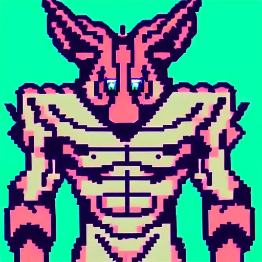 Image similar to full body shot antropomorphic muscular masculine wolf. kickboxer. wolf head. furr. 8 bit nes graphics. vaporwave futuristic 8 0's