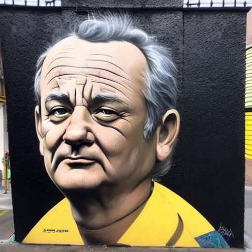 Prompt: Street-art portrait of Bill Murray in style of Etam Cru