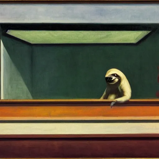 Prompt: sloth by Edward Hopper