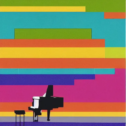 Image similar to piano guitar music notes key, bright colors, warm, in the style of tadao ando