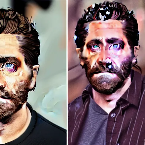 Image similar to creepypasta of jake gyllenhaal, uncanny, scary