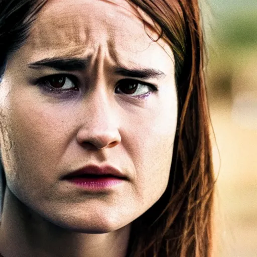 Image similar to film still of cyborg katherine waterston in the movie black rain, realistic, 8 k