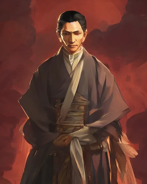 Prompt: an anime portrait of jose rizal as a beautiful man wearing a kimono from skyrim, by stanley artgerm lau, wlop, rossdraws, james jean, andrei riabovitchev, marc simonetti, and sakimichan, trending on artstation