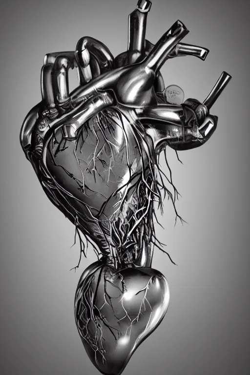 Prompt: a mechanical anatomical human heart made from marble, aggressive rococo, marble, ornate, 4k, style of Bernini sculpture, dark background, glowing backlight