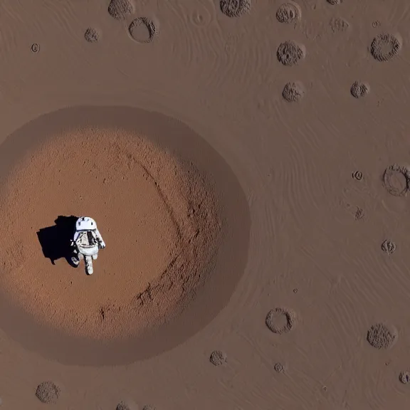 Image similar to a circular portal opened in an empty field showing an astronaut on the surface of mars on the other side. hyper realistic, 4 k