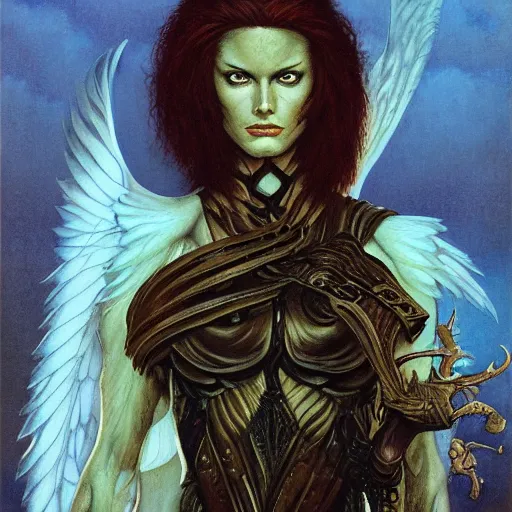 Image similar to portrait of a wing warrior, by Gerald Brom