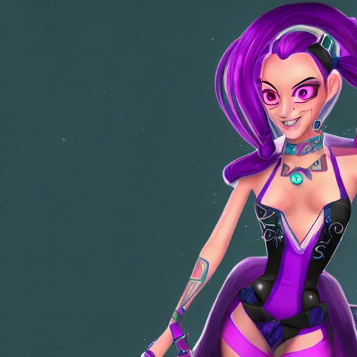 Image similar to digital artwork of jinx from league of legends