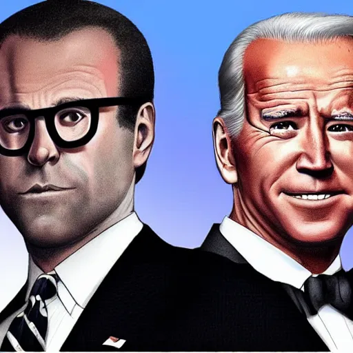 Image similar to joe biden and seth rogan in the style of grand theft auto v cover art