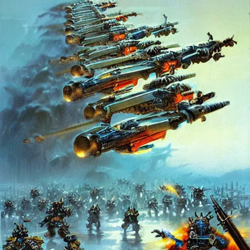 Image similar to warhammer 4 0 k battle by bruce pennington