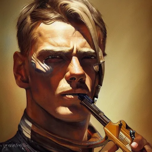 Image similar to modern oil portrait of old gunslinger jack, very very very very very beautiful art, masterpiece, realistic and detailed, artstation, backlight