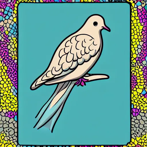 Prompt: dove in an ear canal, palette of primaries, flat colors, precise linework, grainy, stippling shading, psychodelic