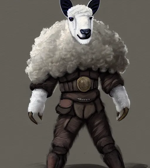 Image similar to george s patton as a sheep, fantasy concept art, trending on furaffinity