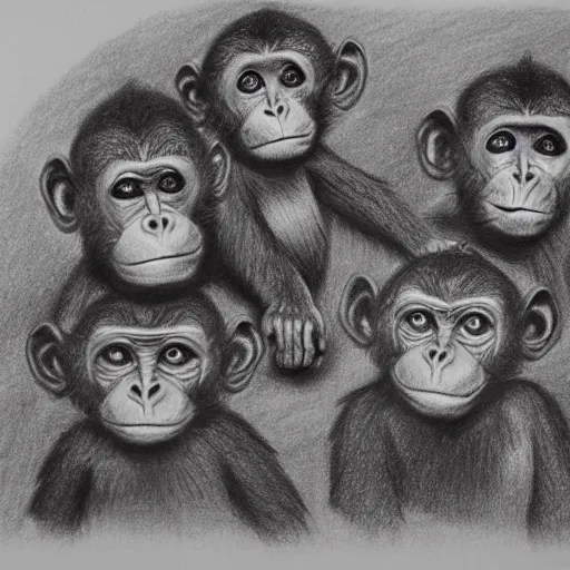 Image similar to a drawing of monkeys by allen williams.