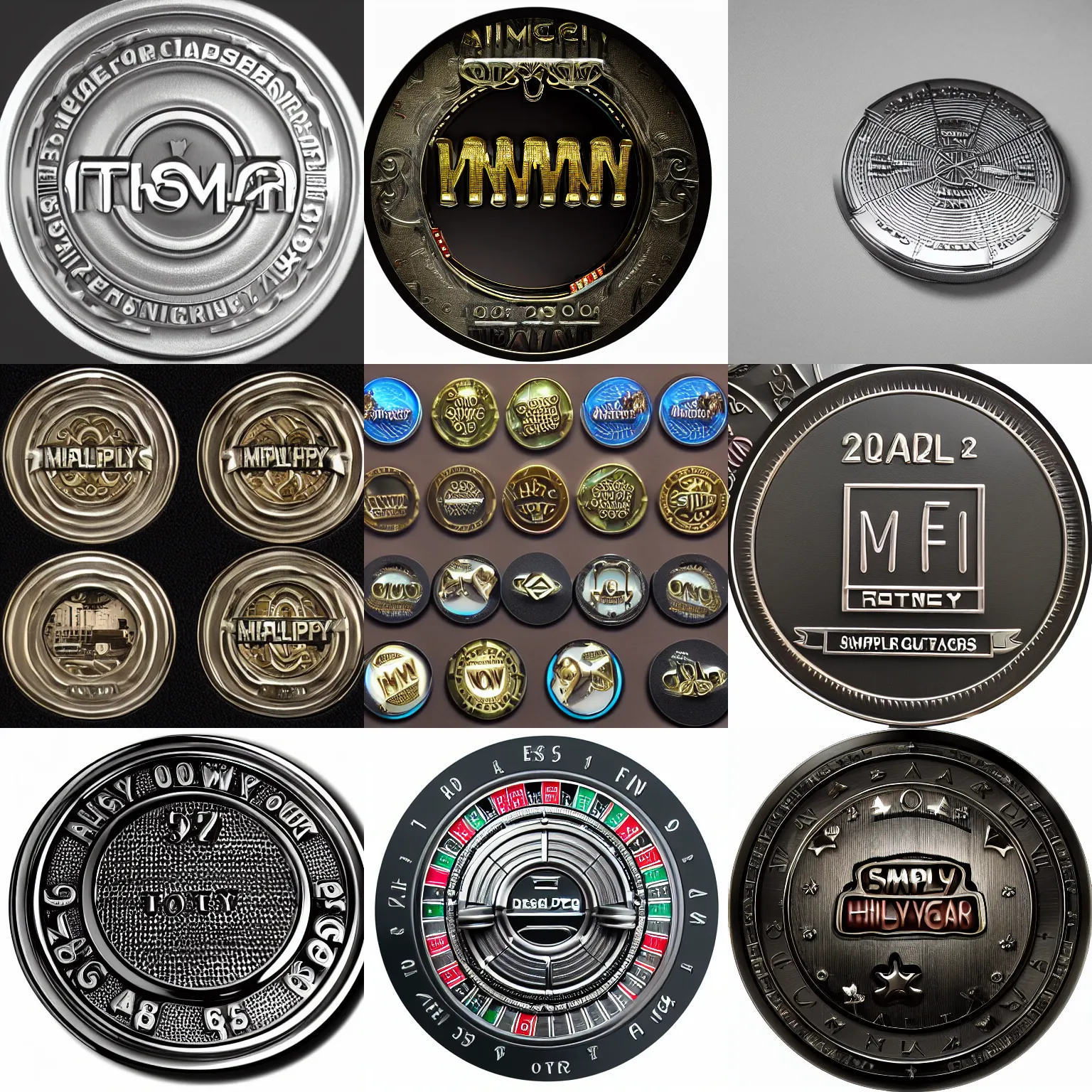 Prompt: a simply designed metal token for a casino, highly detailed, 4k quality photo