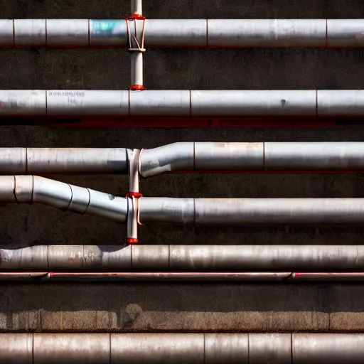 Image similar to color photograph of chemical plant pipes, structure, close up, industrial