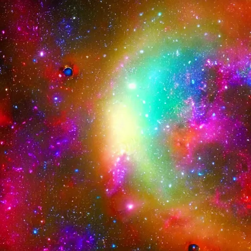 Image similar to a colorful galaxy in empty space