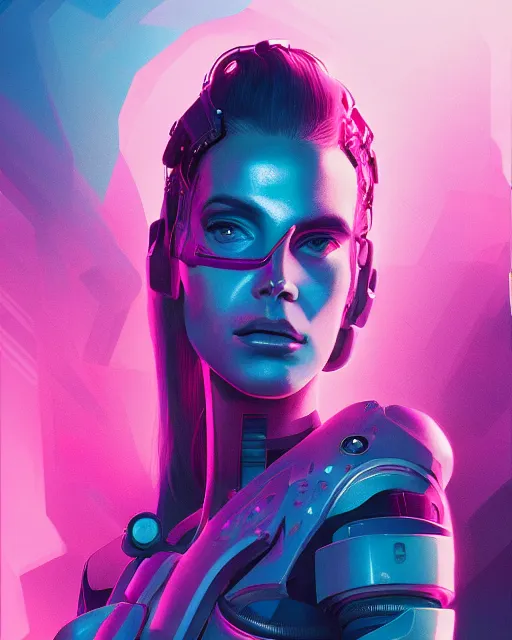 Image similar to portrait of cyborg lana del rey. intricate abstract. intricate artwork cyberpunk by tooth wu, wlop, beeple, dan mumford. octane render, trending on artstation, greg rutkowski ruan jia, cinematic lighting, hyper realism, high detail, octane render, 8 k, key art, blue and pink, iridescent accents