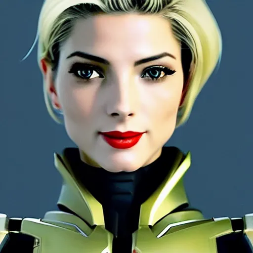 Image similar to A combination of Grace Kelly's and Ada Wong's and Ashley Greene's appearances with blonde hair wearing Interceptor's armor from Anthem, high tech, action shot, angular, full body portrait, futuristic, dramatic, fantasy, intricate, elegant, highly detailed, artstation, matte, sharp focus, 8K, art by Artgerm and Greg Rutkowski and Alphonse Mucha