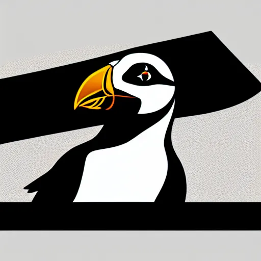 Prompt: flat single tone black vector silhouette of a puffin, pure white background, 4 k resolution