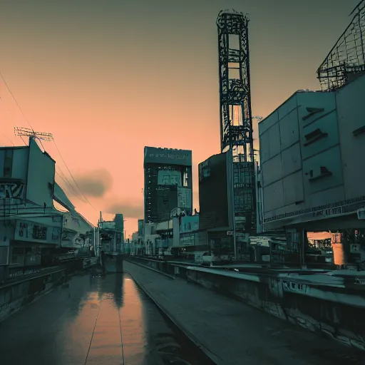 Image similar to the sky above the port was the color of television, tuned to a dead channel. chiba city. r / cyberpunk