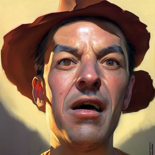 Prompt: greg manchess closeup portrait of a funny face while falling, profile picture, organic painting, sunny day, matte painting, bold shapes, hard edges, street art, trending on artstation, by huang guangjian, gil elvgren, ruan jia, randy vargas, greg rutkowski