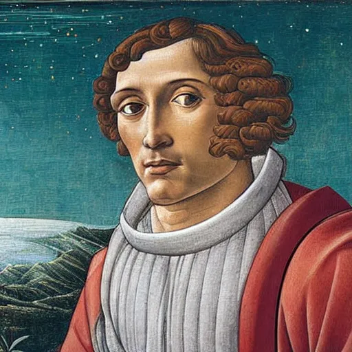Image similar to Painting of Sandro Botticelli set on the moon