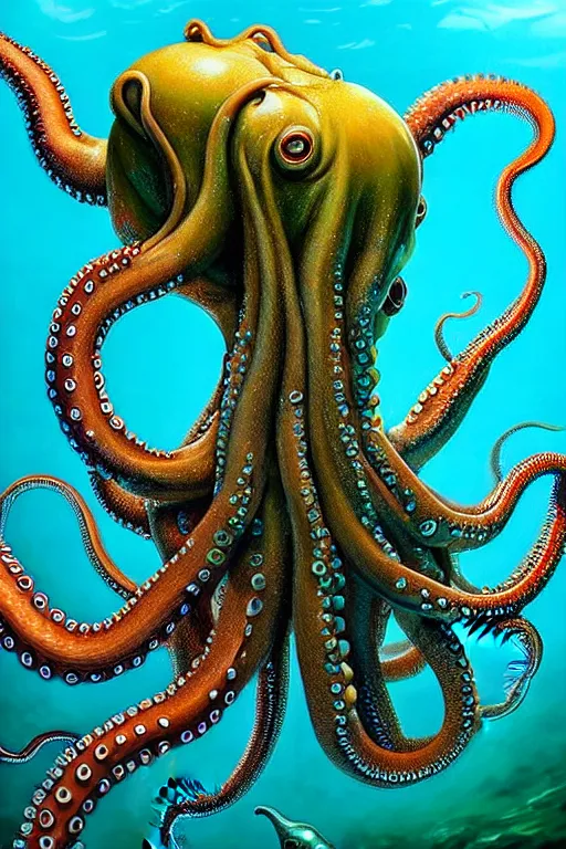 Image similar to hyperrealistic close-up surrealism underwater octopus chimera monster!!! highly detailed concept art eric zener elson peter cinematic hard green lighting high angle hd 8k sharp shallow depth of field, inspired by David Paul Cronenberg and Zdzisław Beksiński