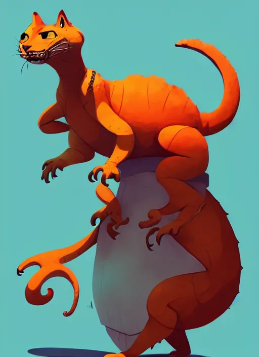 Prompt: a big cat lizard by cory loftis and goro fujita, trending on artstation