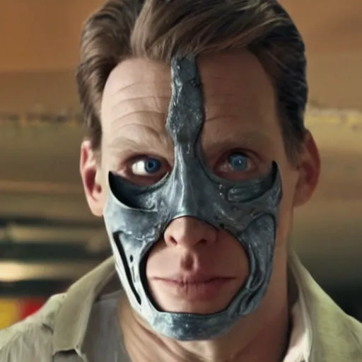 Image similar to Live Action Still of Jerma985 in The Mask Film, real life, hyperrealistic, ultra realistic, realistic, highly detailed, epic, HD quality, 8k resolution, body and headshot, film still