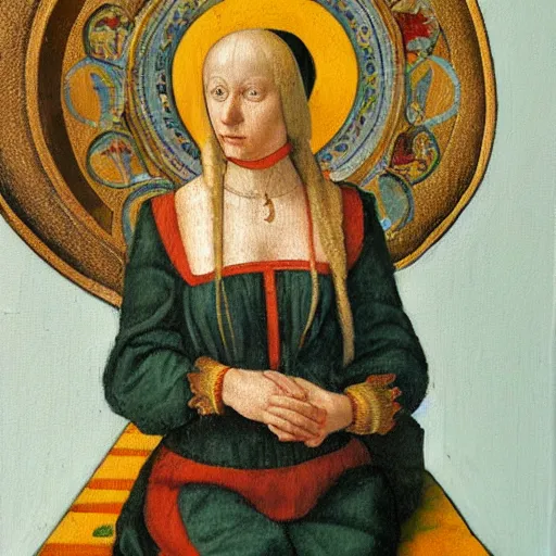 Image similar to an oil painting of a renaissance tarot reader in the style of Leonardo DaVinci