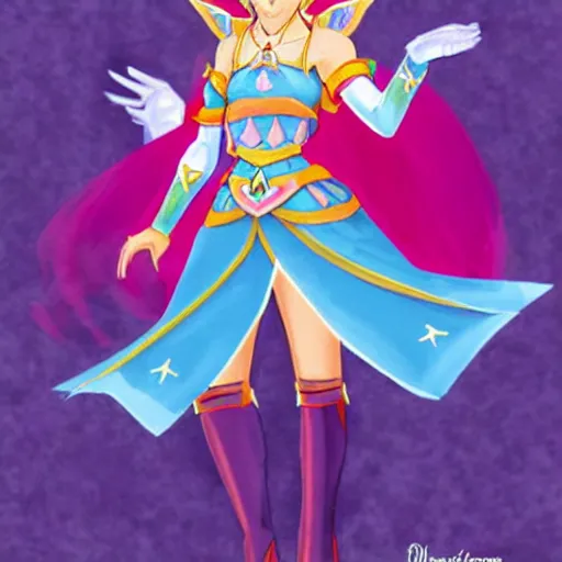 Image similar to princess zelda mixed with princess peach