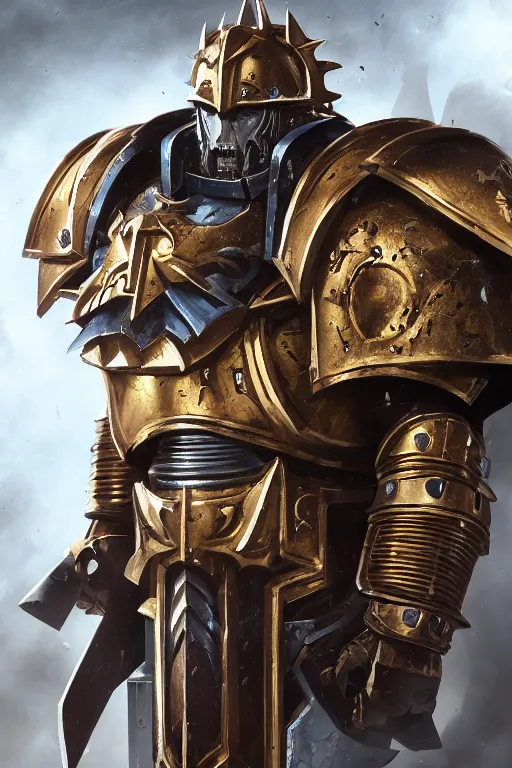 Image similar to armor portrait heros warhammer 4 0 k horus heresy fanart - the primarchs emperor by johannes helgeson animated with vfx concept artist & illustrator global illumination ray tracing hdr fanart arstation zbrush central hardmesh 8 k octane renderer comics stylized