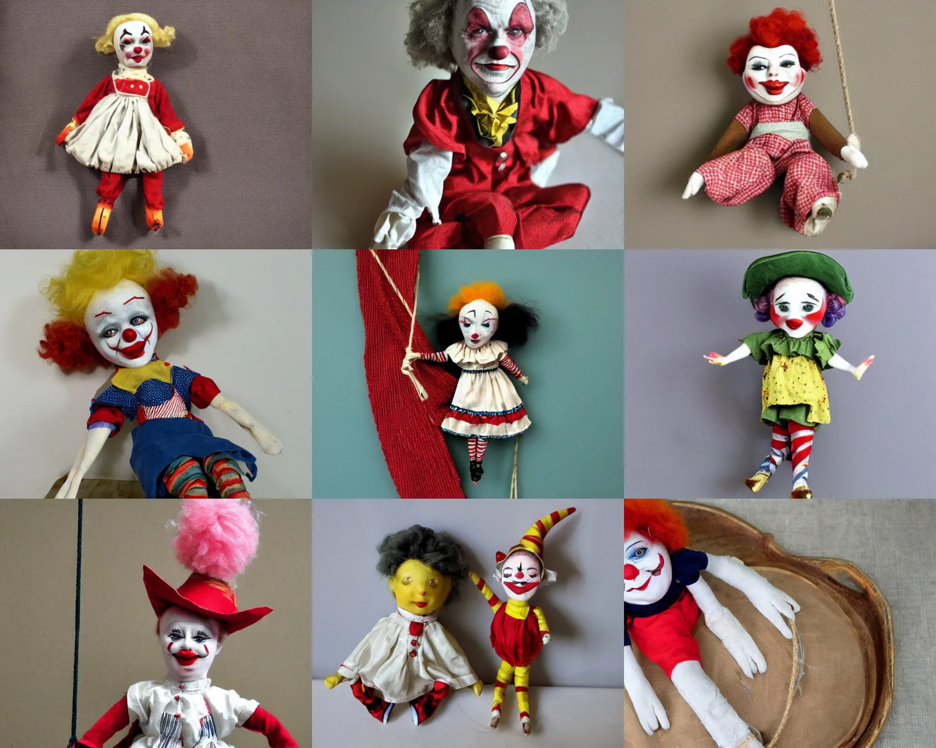 Prompt: Vintage Clown Doll on Swing porcelain, fabric عالم خيالى من عرائس Nancy Wiley Вистава для дітей «Попелюшка» у Театрі ляльок Artist art doll by Alisa Filippova Master Puppeteer by bittersweetvenom Tamara Pivniuk doll The Marionette Золушка кукла ручной работы Antique Toys Appraisals LoveToKnow marionette Купить или заказать кукла тильда ручной работы Барышня в голубом) в интернет магазине на Ярмарке Мастеров. Романтичная весенняя барышня , вся в бантиках и розочках. Одежда сшита из натурального льна и хлопка. Аксессуар кружевной зонтик от солнца. Куклы Тильды ручной работы. Ярмарка Мастеров ручная работа Ника. Handmade. кукла крючком Very rare puppet: Royal Page Boy 'Marotte ''Старый цирк'' / Антикварные куклы, реплики / Шопик. Продать купить куклу / Бэйбики. Куклы фото. Одежда для кукол' Teatro marionetas Salzburgo Taxidermy Dolls Little Marionet Marionnettes et Guigno