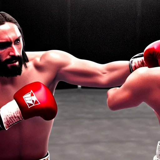 Prompt: Jesus fighting a demon in a boxing ring, photorealistic, 4K