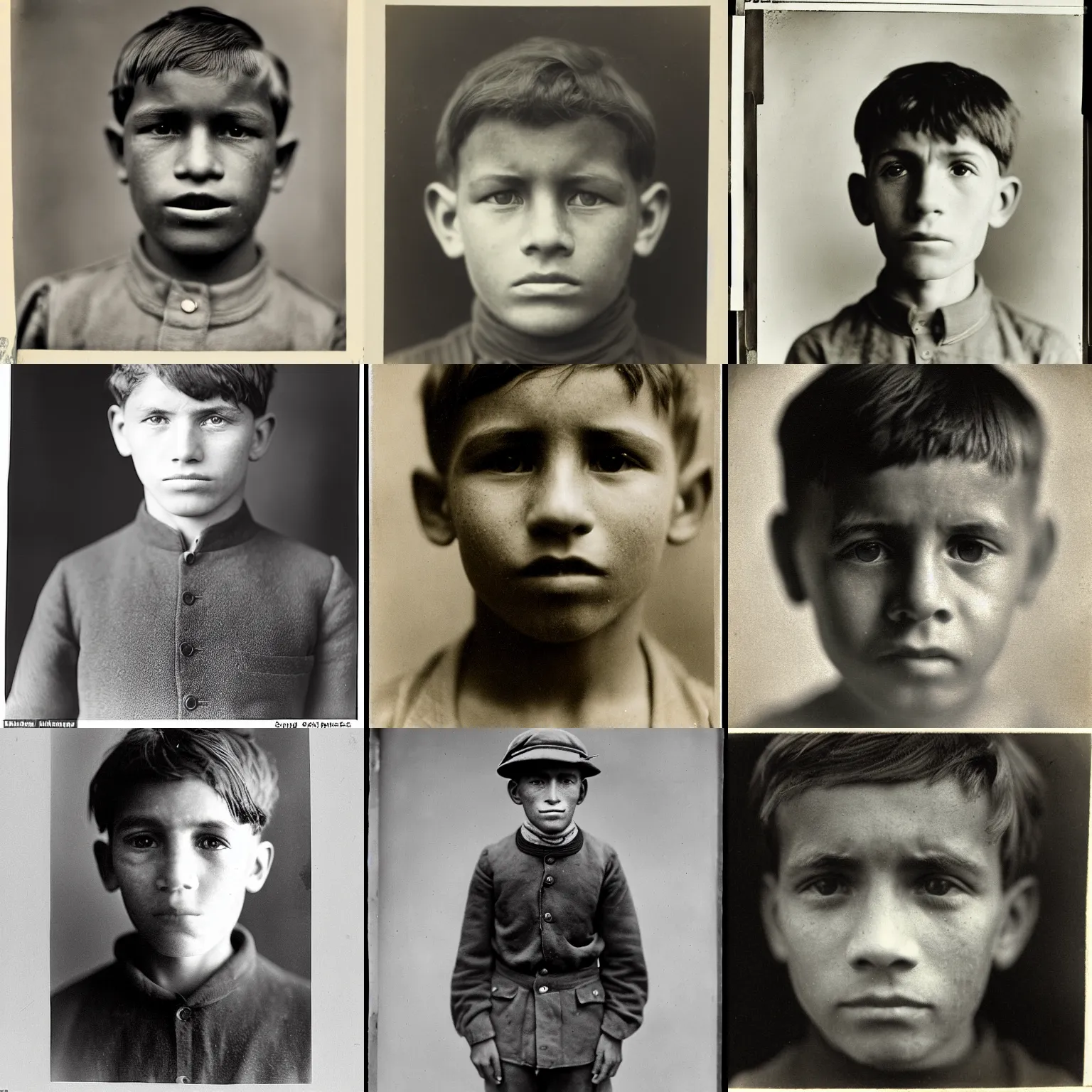 Prompt: facial portrait of a 1 3 year old boy, 1 9 1 7, photographed by stephen mccurry, national geograph
