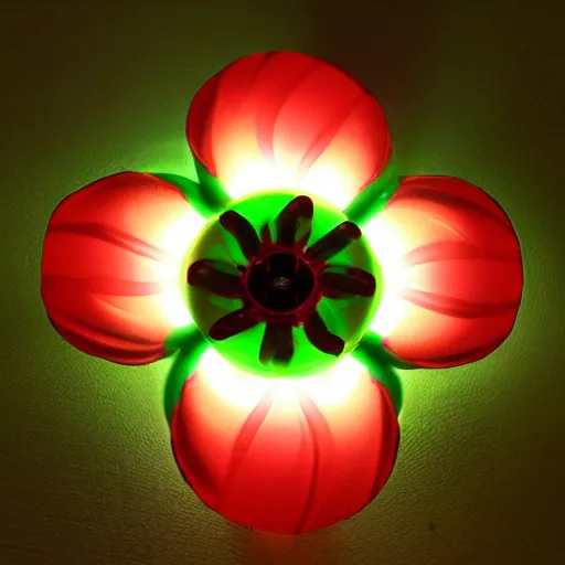 Image similar to mechanical, cybertronic, led hibiscus flower, glowing