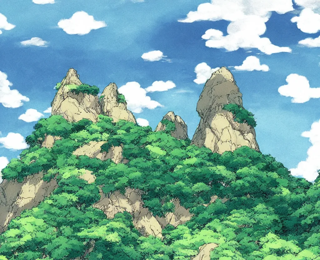 Prompt: a beautiful mountain landscape by studio ghibli