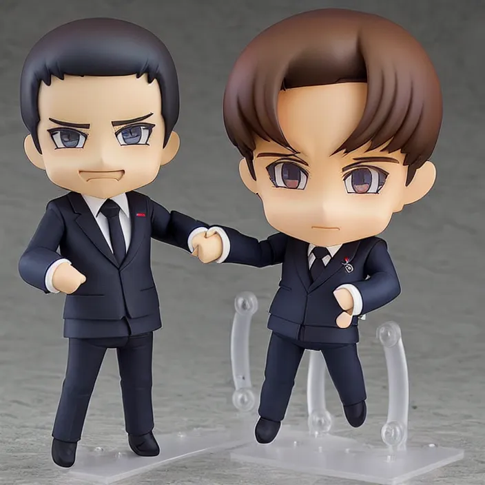 Prompt: prompt is! dream emmanuel macron, an anime nendoroid of emmanuel macron, figurine, detailed product photo