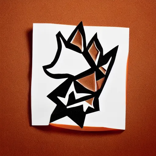 Prompt: logo featuring a fox's head as origami art with white eyes, white and orange colors, white background, Cut style, detailed