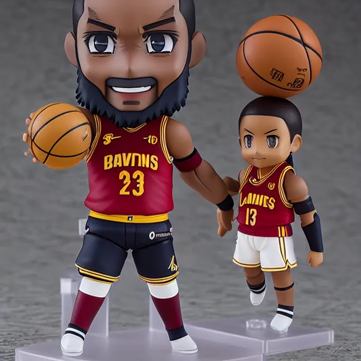 Image similar to an anime nendoroid of lebron james, figurine, detailed product photo